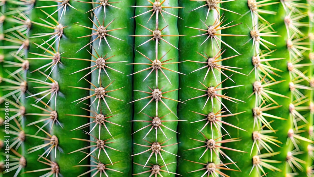 Closeup of a green Cactus Pachycereus marginatus trunk with visible spike rows on the ribs , Cactus, Pachycereus marginatus, Green Closeup of a green Cactus Pachycereus marginatus trunk with visible spike rows on the ribs , Cactus, Pachycereus marginatus, Green