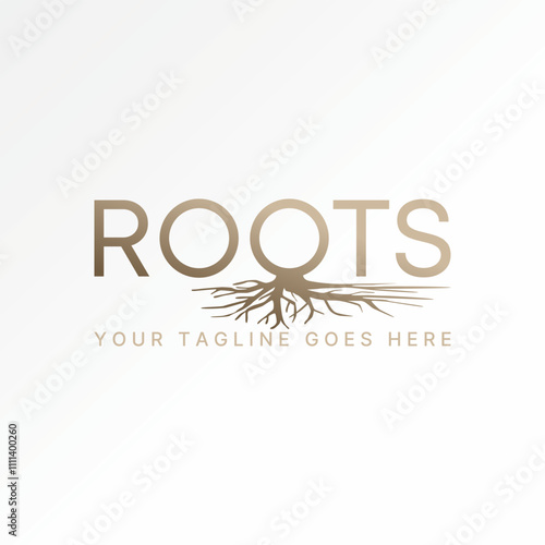 Logo design graphic concept creative premium vector stock image graphic word text Roots font on initial O botton to nature typography art bonsai plant photo