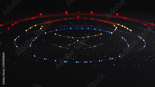 Abstract black background with Colorful geometric lines. Digital future technology . Abstract business connection of lines from nodes innovation of communication in the network.