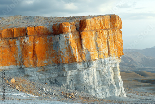 Majestic Orange And White Rock Formation In A Desert Landscape photo