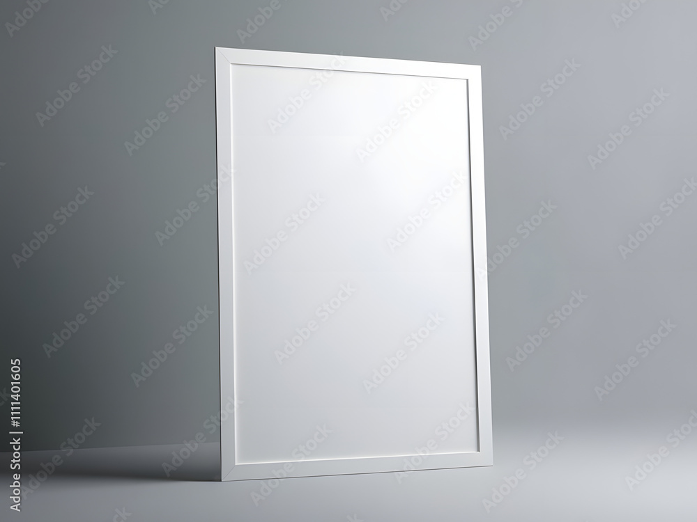 empty blank white poster mock up isolated on grey background empty blank white poster mock up isolated on grey background