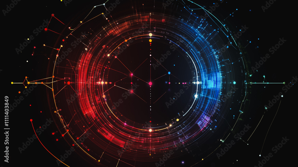 Abstract black background with Colorful geometric lines. Digital future technology . Abstract business connection of lines from nodes innovation of communication in the network. Abstract black background with Colorful geometric lines. Digital future technology . Abstract business connection of lines from nodes innovation of communication in the network.