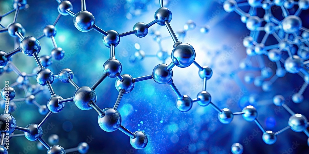 Molecular structure on blue abstract background, biology, chemistry, science, technology, abstract, structure Molecular structure on blue abstract background, biology, chemistry, science, technology, abstract, structure