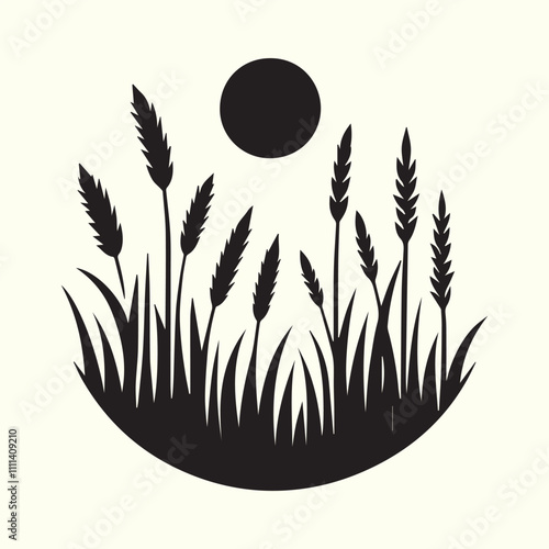 grass and flowers, black grass and flowers vector, grass and flowers silhouette vector illustration design.