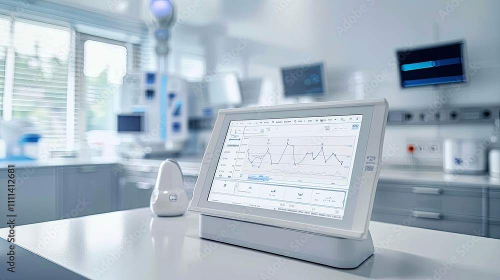Medical Tablet Displaying Patient Vital Sign Data in a Modern Clinic Medical Tablet Displaying Patient Vital Sign Data in a Modern Clinic