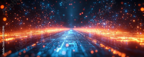 Futuristic Digital Cyberpunk Background for Technology Processes AI Data Transfer Network Encryption