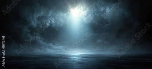 Mysterious Abstract Dark Space with Shimmering Surface Illuminated by Soft Light for Contemplative Atmosphere