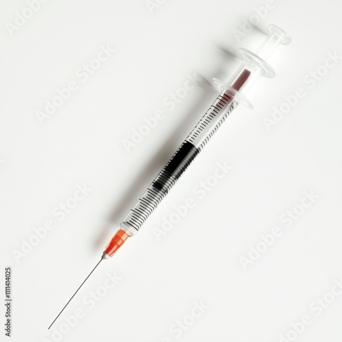 Sterile Syringe Without Needle on White Background photo