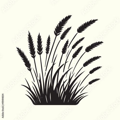 grass and flowers, black grass and flowers vector, grass and flowers silhouette vector illustration design.