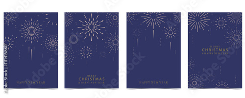 firework happy new year on night background.Editable vector illustration for vertical design