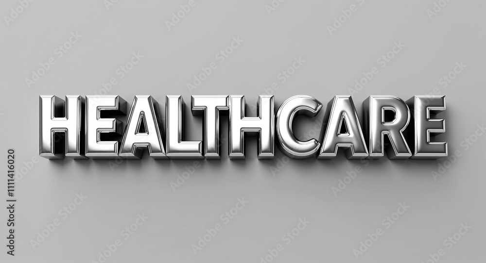healthcare word 3d shiny silver metallic lettering render on plain background healthcare word 3d shiny silver metallic lettering render on plain background