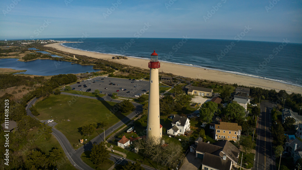 Εκτύπωση καμβά APRIL 29, 2023 - CAPE MAY NEW JERSEY, USA - aerial view of Cape May Lighthouse o