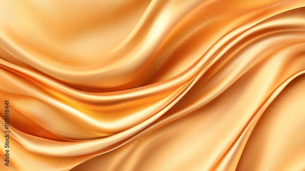 Abstract Golden Silk Drape, Luxurious Texture and Smooth Waves Abstract Golden Silk Drape, Luxurious Texture and Smooth Waves