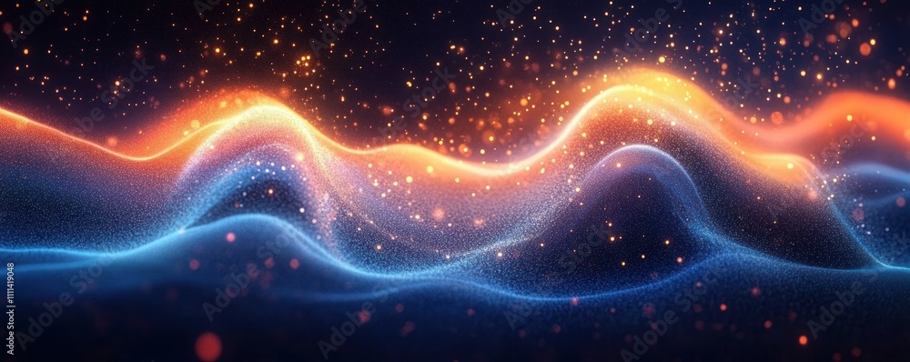 Obraz premium Glowing Particles Digital Background for Technology Processes AI Neural Networks Data Transfer and Encryption