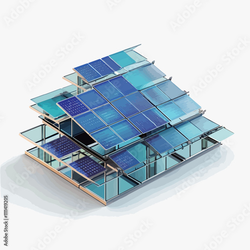 Solar panels on the roof of the house. 3D illustration..eps