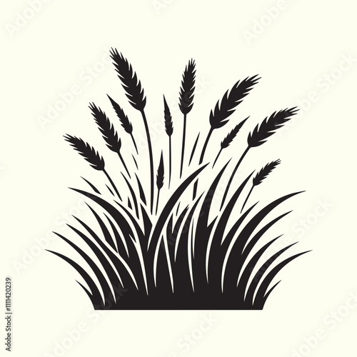 grass and flowers, black grass and flowers vector, grass and flowers silhouette vector illustration design.