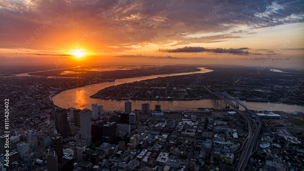 Φωτογραφία JULY 14, 2023 - NEW ORLEANS - LA - USA - aerial view of New Orleans skyline with