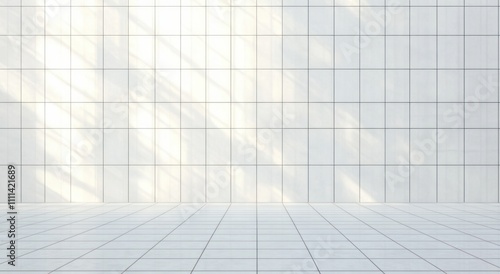 Symmetrical White Square Tile Grid Artwork photo