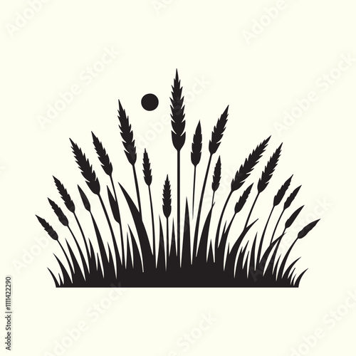 grass and flowers, black grass and flowers vector, grass and flowers silhouette vector illustration design.