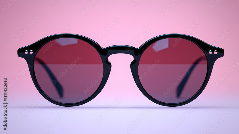 Round Sunglasses with Pink Reflecting Lenses Round Sunglasses with Pink Reflecting Lenses