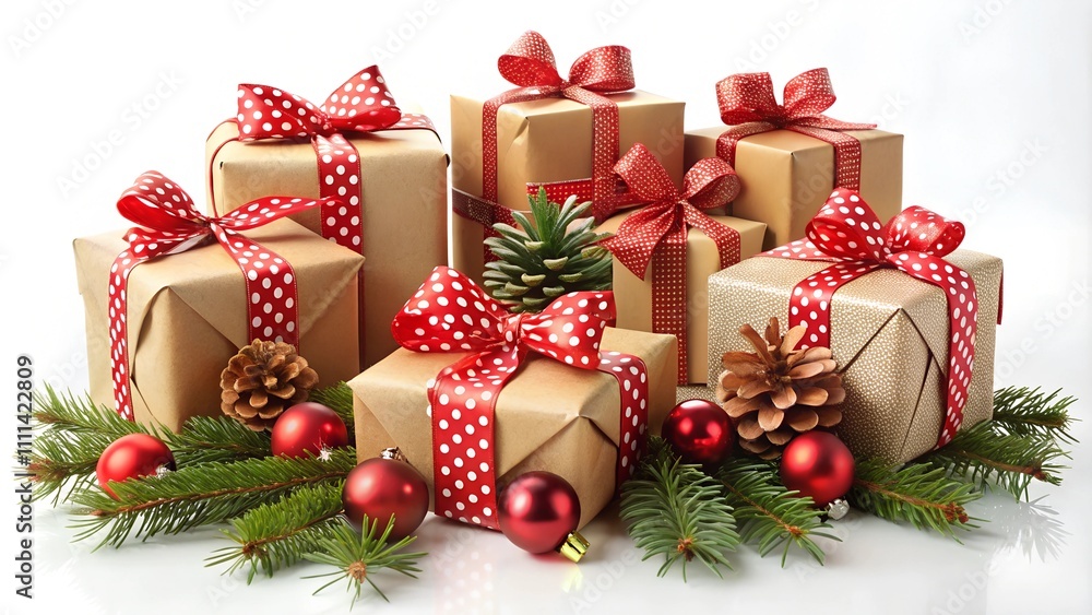 Christmas gifts box on white background. Christmas celebration decoration Christmas gifts box on white background. Christmas celebration decoration