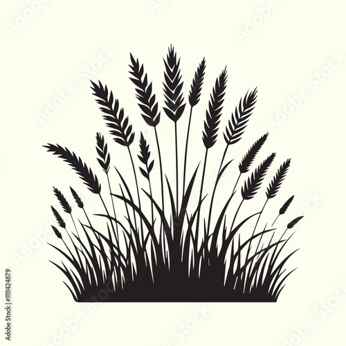 grass and flowers, black grass and flowers vector, grass and flowers silhouette vector illustration design.