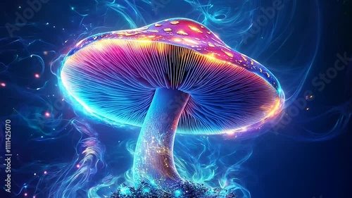 Vibrant Psychedelic Magic Mushroom Video Loop Backdrop