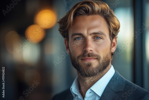 Confident Businessman Portrait in Office Natural Lighting Mature Middle-Aged Manager Executive Smiling