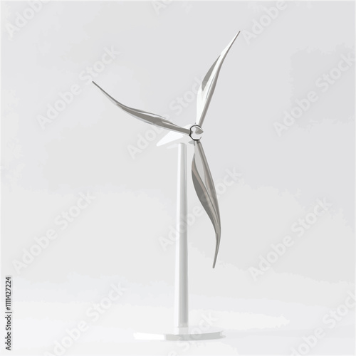 Wind turbine on white background. 3D illustration. 3D rendering..eps