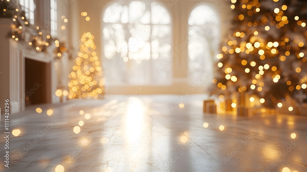 Blurred background of an elegant Christmas room with garlands and trees, blurred bokeh lights, light yellow and white colors, free space for text, cozy atmosphere,
Blurred background of an elegant Christmas room with garlands and trees, blurred bokeh lights, light yellow and white colors, free space for text, cozy atmosphere,