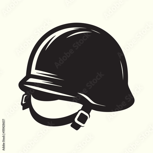 military cap illustration, black military cap logo vector, military cap silhouette vector illustration design.