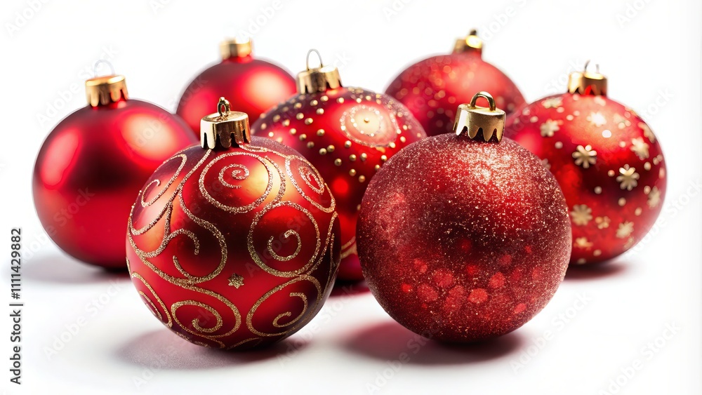 Captivating Set of Red Christmas Balls Isolated on White Background Perfect for Holiday Decor and Festive Celebrations, Ideal for Stock Photography and Commercial Use Captivating Set of Red Christmas Balls Isolated on White Background Perfect for Holiday Decor and Festive Celebrations, Ideal for Stock Photography and Commercial Use