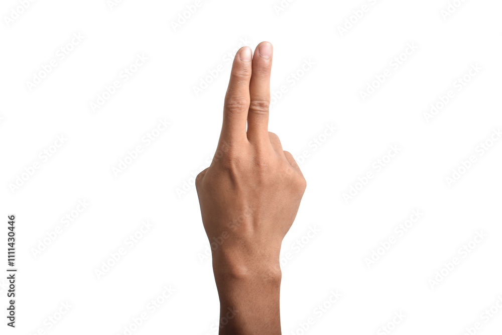 Hand gesture Two fingers up isolated on white background, Clipping path Hand gesture Two fingers up isolated on white background, Clipping path