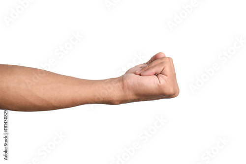 Male clenched fist, isolated on a white background