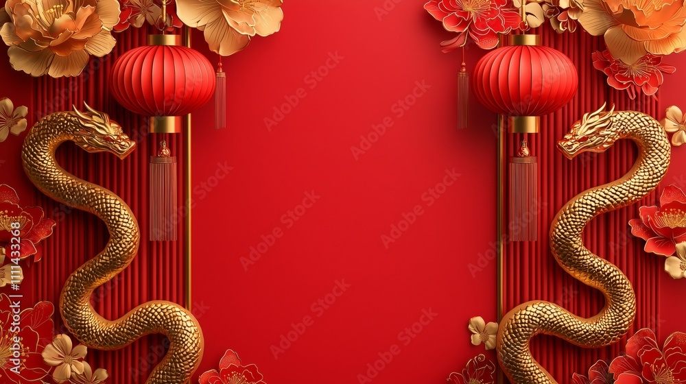 custom made wallpaper toronto digitalRed Background with Lanterns and Golden Dragons