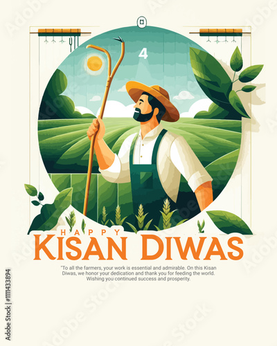 Kisan diwas and National Farmers Day with Khedut day celebration social media post template banner photo