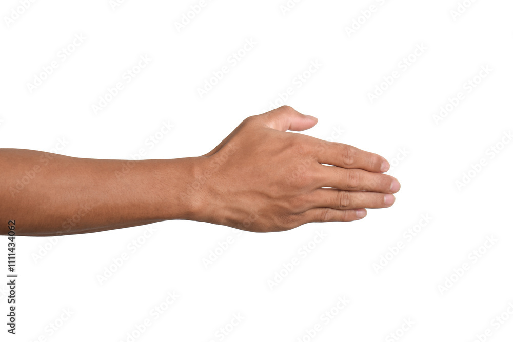Man stretching hand to handshake isolated on white background. Male hand ready for handshaking. Man stretching hand to handshake isolated on white background. Male hand ready for handshaking.