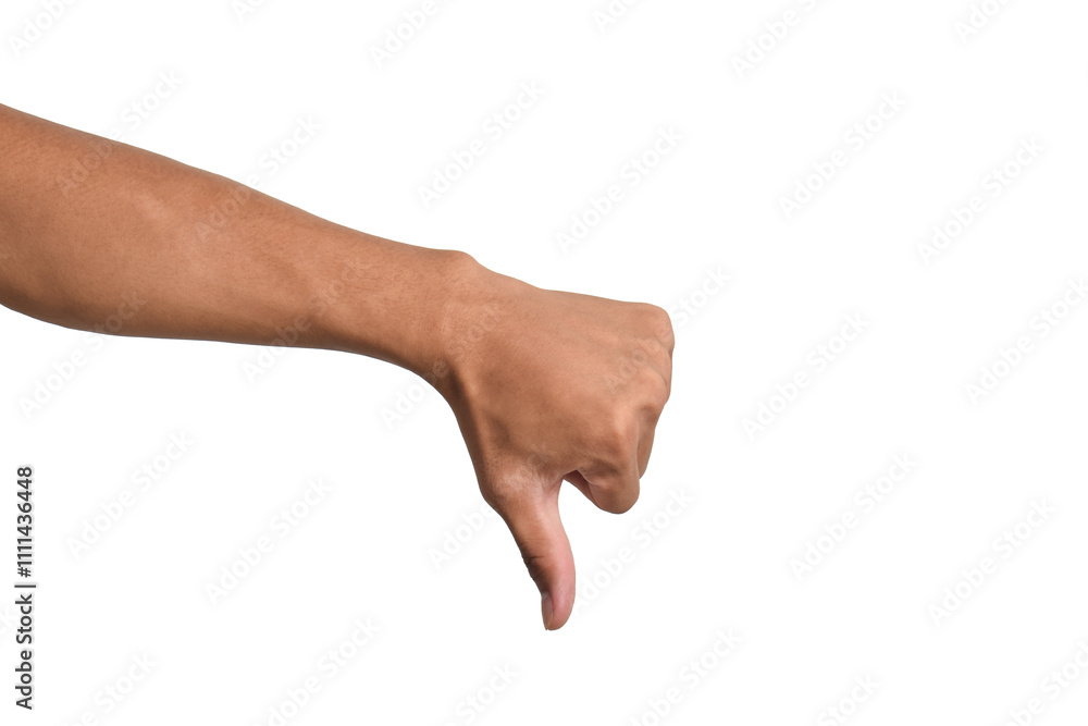 Man hands showing thumbs down dislike gesture isolated on white background. Concept of dislike gesture, dislike, fail Man hands showing thumbs down dislike gesture isolated on white background. Concept of dislike gesture, dislike, fail