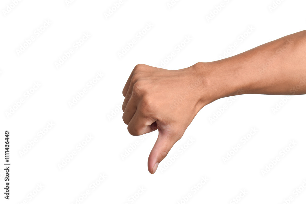 Man hands showing thumbs down dislike gesture isolated on white background. Concept of dislike gesture, dislike, fail Man hands showing thumbs down dislike gesture isolated on white background. Concept of dislike gesture, dislike, fail
