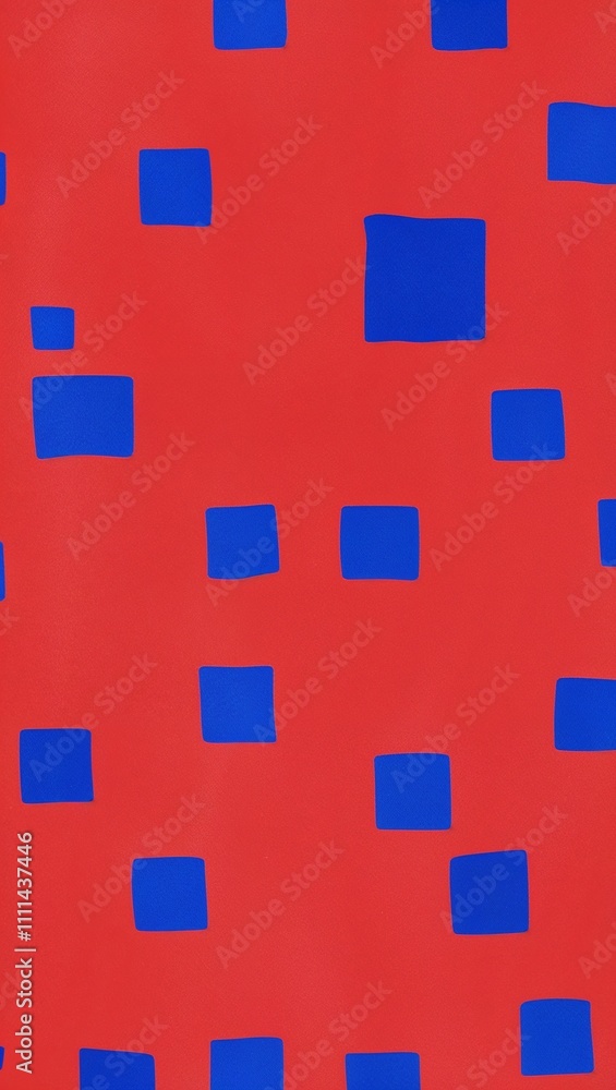 Blue Square pattern hand drawn design on Red background illustration Blue Square pattern hand drawn design on Red background illustration