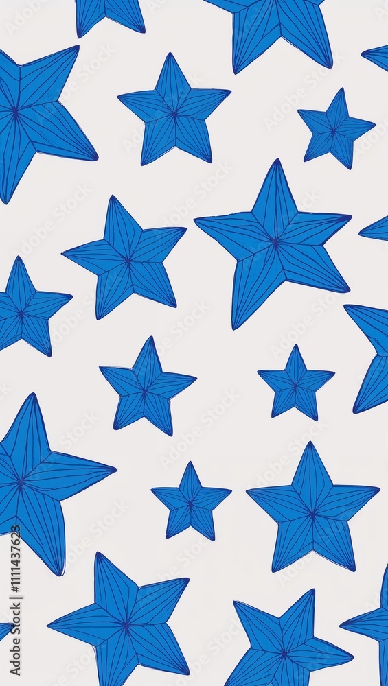 Blue Star pattern hand drawn design on White background illustration Blue Star pattern hand drawn design on White background illustration