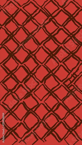 Brown Cross pattern hand drawn design on Red background illustration