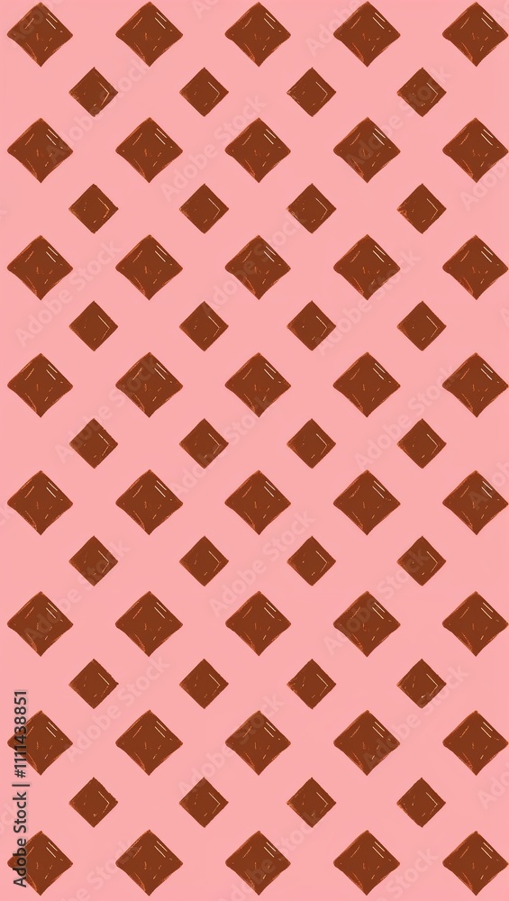 Brown Diamond pattern hand drawn design on Pink background illustration Brown Diamond pattern hand drawn design on Pink background illustration