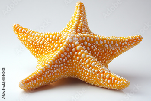 A Yellow Starfish with White Spots Displays Five Points photo