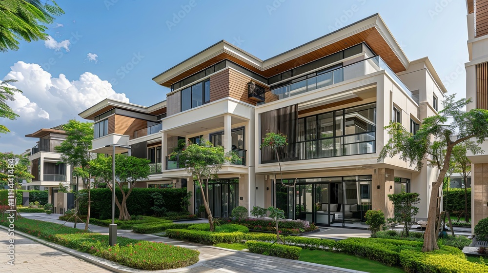 Modern Luxury Townhouses with Landscaped Gardens and Spacious Balconies Modern Luxury Townhouses with Landscaped Gardens and Spacious Balconies
