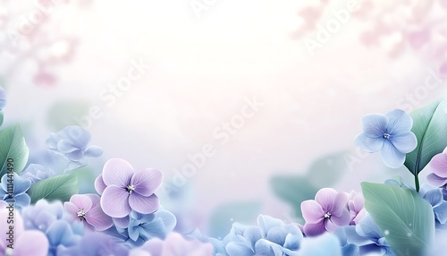 A serene floral background featuring soft purple and blue flowers with a gentle gradient.