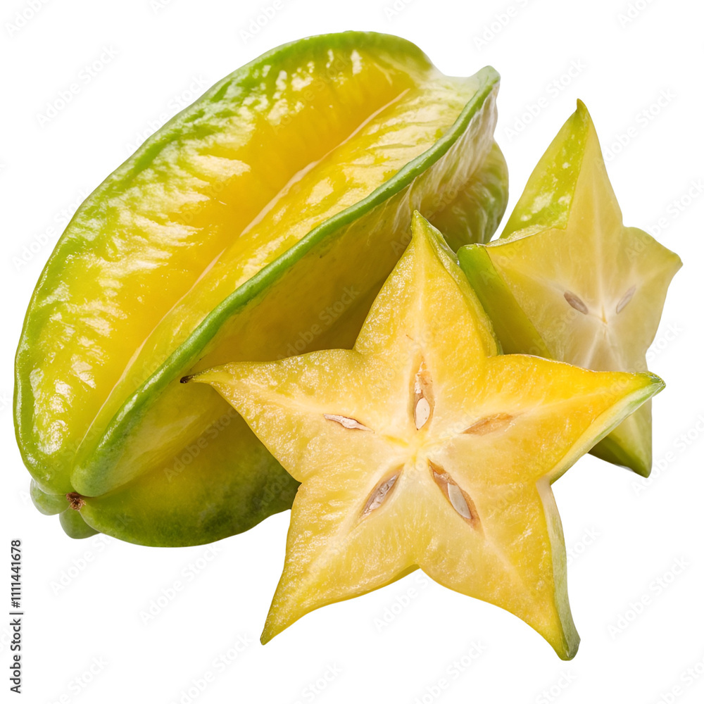 Fototapeta premium A whole starfruit isolated on a transparent background