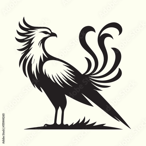 illustration of a bird, black Secretary bird logo vector, Secretary bird silhouette vector illustration design.