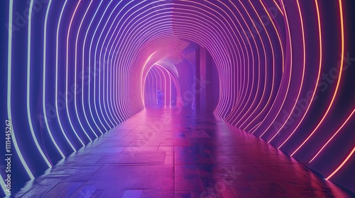 Fototapeta Naklejka Na Ścianę i Meble -  Futuristic 3D lines forming a tunnel