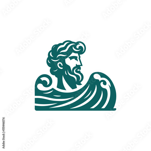 Wave poseidon god logo